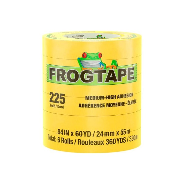 Shurtape FrogTape Performance Grade, Moderate Temperature Masking Tape, Gold, 24mm x 55m - Case of 48 105320 - main